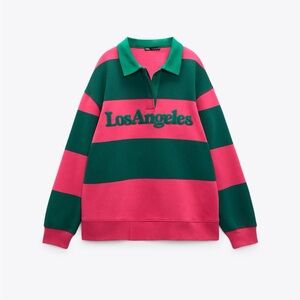 pink/green oversized rugby polo